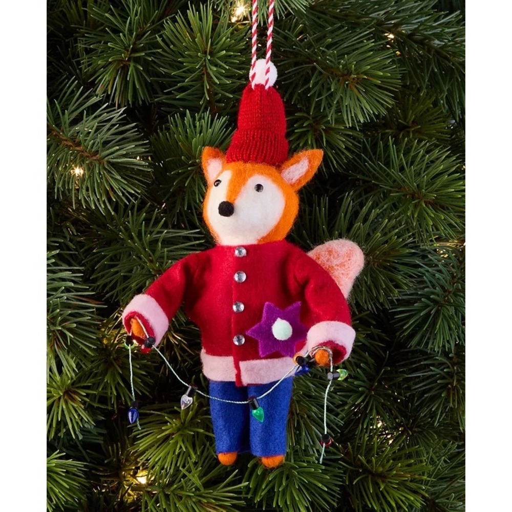 Holiday Lane Merry Magic Felt Orange Fox Hanging Ornament Macy Exclusive NWT‎